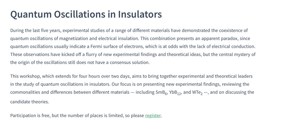 VirtualScienceForum (@virtualsciforum) on Twitter photo We are thrilled to start off the week with the new workshop announcement 🚨QUANTUM OSCILLATIONS IN INSULATORS🚨 Feb 18-19 by <a href="/gravity_levity/">Brian Skinner</a> <a href="/quantum_alchemy/">Quantum Alchemy</a> <a href="/physicsnara/">Yun Suk Eo</a> Register here: virtualscienceforum.org/#/quantum-osci… We are thrilled to start off the week with the new workshop announcement 🚨QUANTUM OSCILLATIONS IN INSULATORS🚨 Feb 18-19 by <a href="/gravity_levity/">Brian Skinner</a> <a href="/quantum_alchemy/">Quantum Alchemy</a> <a href="/physicsnara/">Yun Suk Eo</a> Register here: virtualscienceforum.org/#/quantum-osci…