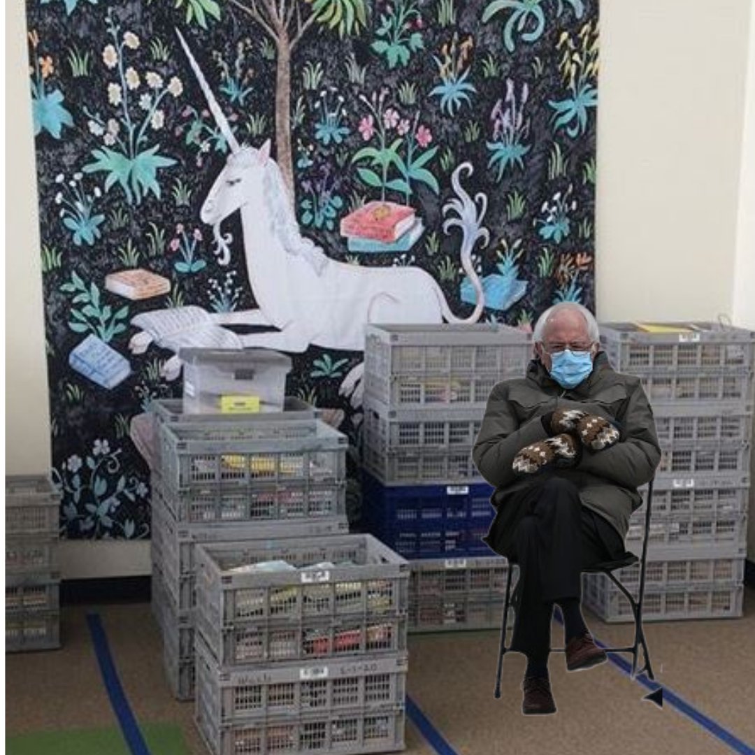 gardenhomelib's tweet photo. Happy Monday! We're still doing this, right?
Bernie, how the heck did you get inside and all the way back to our quarantine corner?! We promise we'll check in your returns after 24-48 hours! #berniesmittens #berniememes #librarylife #WCCLSLibrariesContinue https://t.co/ti73tiLqUU