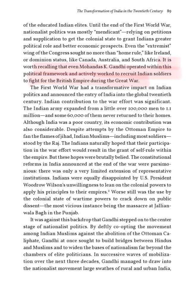 गांधी ने 1915 में भारत आते ही सबसे पहला काम ये किया की तत्कालीन वायसराय को एक पत्र लिख कर अपनी सेवायें 'सामाज्य'को अर्पित की!उस समय दूसरा विश्व युद्ध चल रहा था और भारत में तिलक और उनके साथियों के आन्दोलन के कारण ब्रिटिश साम्राज्य को सेना के लिए युवक नहीं मिल रहे थे...