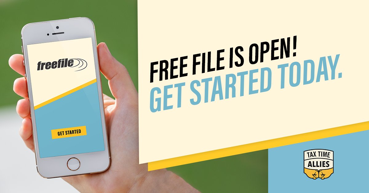 TaxTimeAllies's tweet photo. IRS #FreeFile is open! Give your #FinancialHealth a boost and save all of your refund by filing for free. Check your eligibility and get started on your return with the #IRS2GO app on your phone or visit https://t.co/2rDAK4ExaV https://t.co/5HdKECdiPT