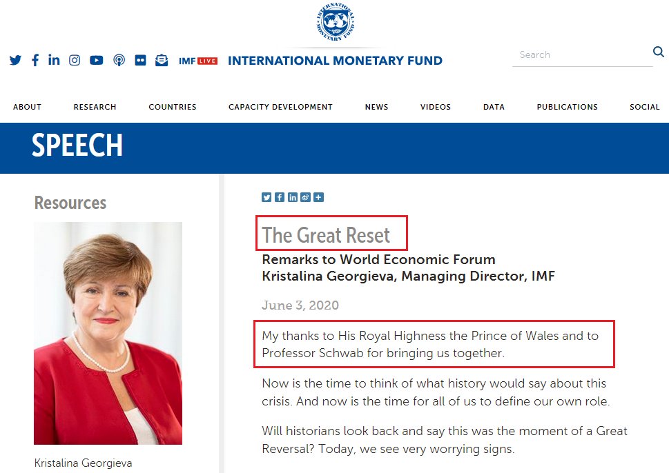  #IMF, June 3, 2020:  #GreatReset: "My thanks to His Royal Highness the Prince of Wales & to Professor Schwab for bringing us together." #WorldBank - partnered w/ UN on May 18 2018 #UN - partnered w/ WEF on June 13 2019 #OECD - partnered w/ WEF on Jan 23 2020  #Gavi  #Gates