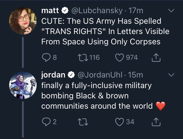 the military is the part of federal government regular people are most likely to join and an important societal institution with centuries old-resonance in many communities and it’s good it’s ending state-sponsored discrimination, I feel like I’m losing my mind