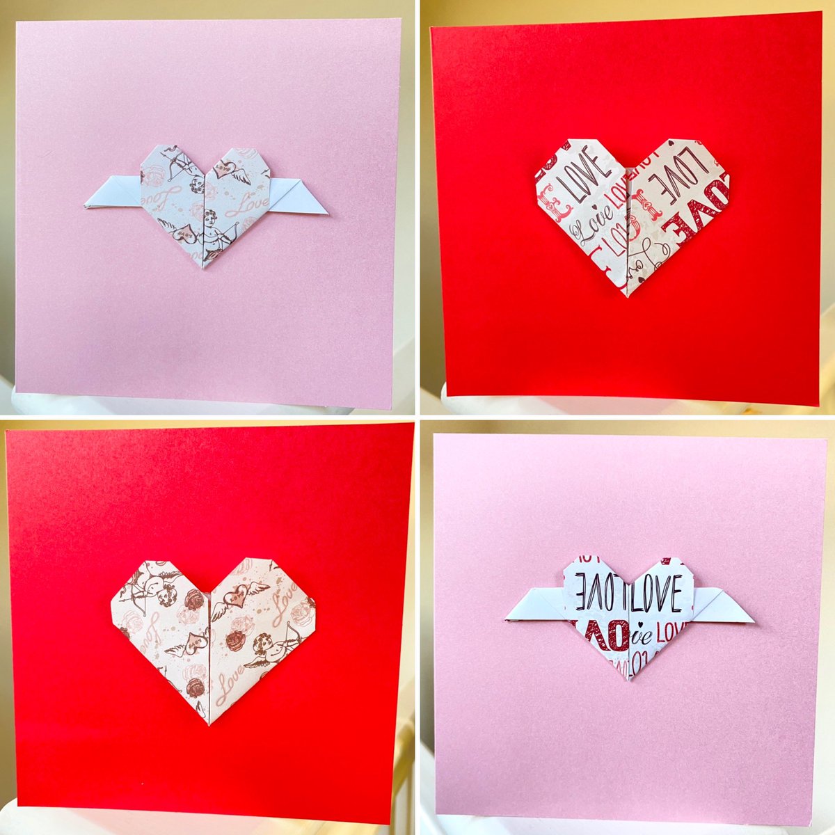 elmwood_crafts's tweet photo. Simple yet effective! #handmade #origami #valentinescards Vibrant ready or pretty pink, topped with a #handfolded #heart . Available now! Limited stock. #valentines #valentinesday2021 #crafts #smallbusiness #cardmaking #Independent https://t.co/4PIWMy8ntD