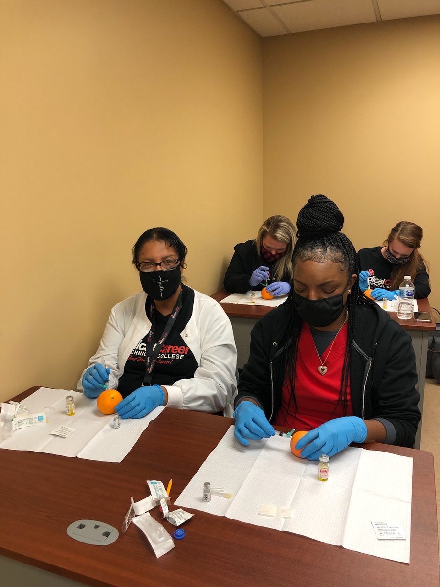 Our Medical Assistant students started on injections this week! When they complete their training, these students will become Certified Medical Assistants and be administering the #COVID19Vaccine in the field. 
Visit us at medicalcareerandtechnicalcollege.edu to learn more.
#Vaccinations