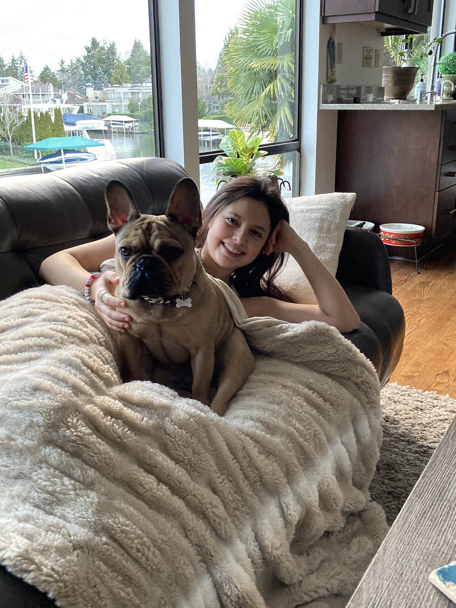 zoe's tweet image. Just chilling with her fella on the couch. Happy birthday, @_LBallesteros 🥳 #thisis19