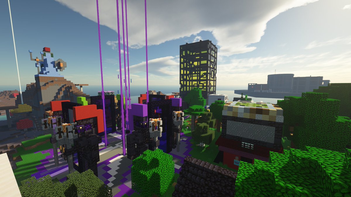 strangecraftMC's tweet photo. Strangecraft shopping district looking pretty awesome! #Minecraft #StrangeCraft https://t.co/D8CIE3JiN7