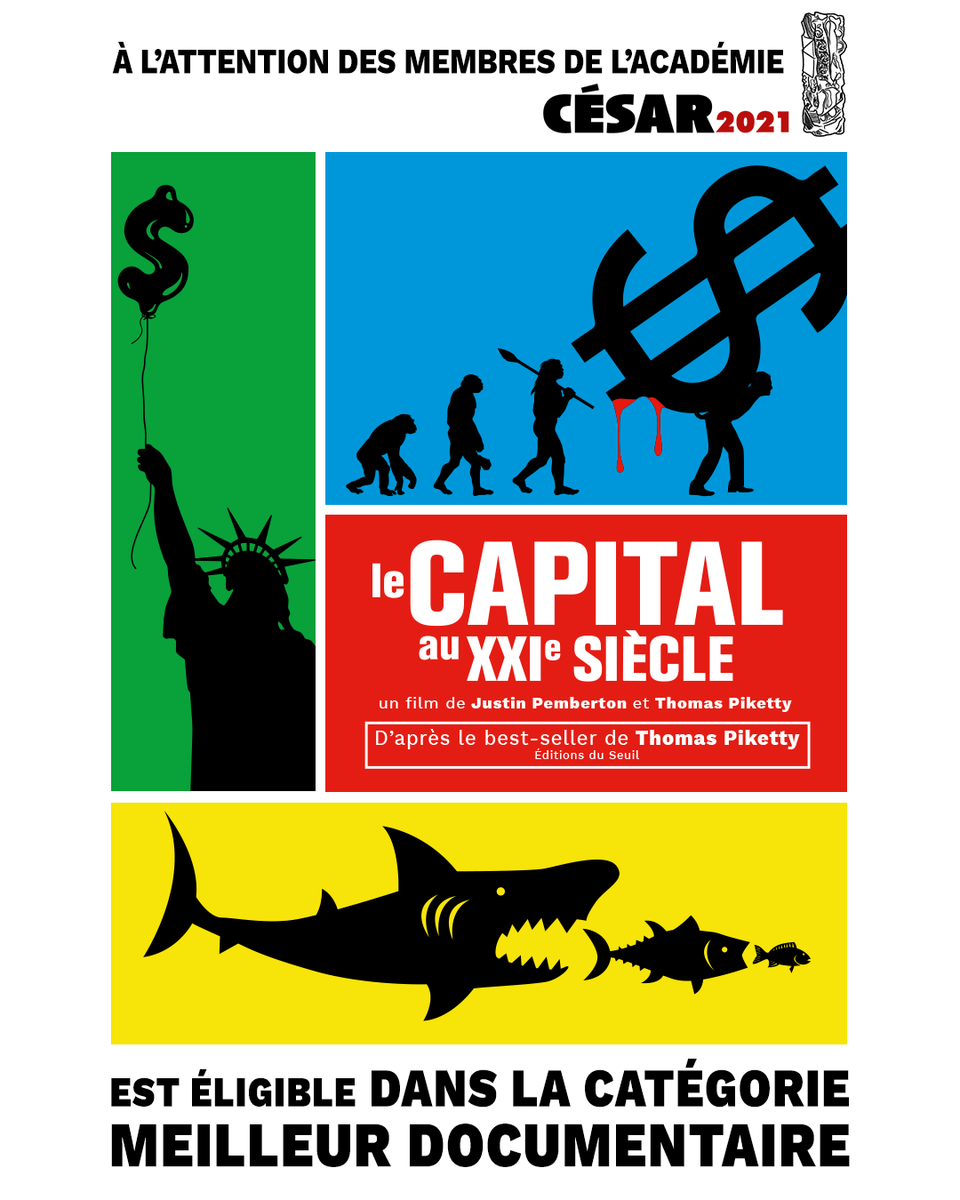 diaphana's tweet photo. Le best-seller de @PikettyLeMonde #LeCapitalAuXXIeSiècle, adapté sur grand écran par @justinsight, est éligible aux César dans la catégorie #MeilleurDocumentaire.
@Les_Cesar #César2021 https://t.co/IqrC4GIme9