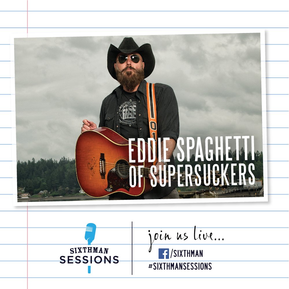 Today at 2PM ET! Tune in for Eddie Spaghetti of @SupersuckersRnR on #SixthmanSessions 🎶 #SXMsessions @SXMLiveLoud 

Tune In: facebook.com/sixthman/live
RSVP: sixthmansessions.com/calendar
Catch Up: sixthmansessions.com/micasasucasa
Newsletter: sixthmansessions.com/newsletter