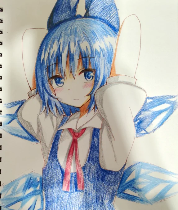 色鉛筆チルノちゃん落書き 