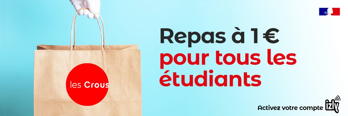 👉 À partir de cette semaine, tous les #étudiants peuvent bénéficier des repas à 1€ dans les restaurants universitaires et cafétérias #Crous !