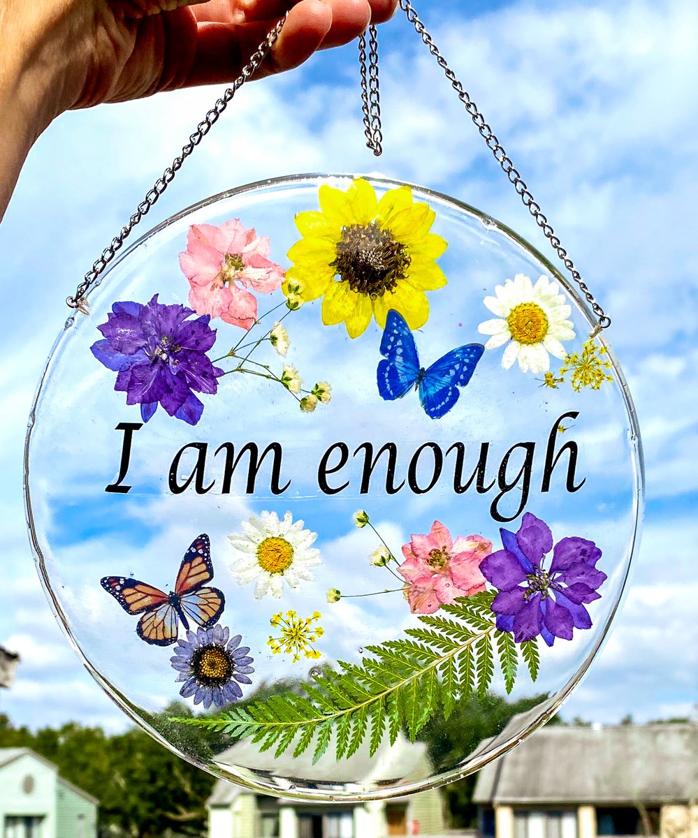 Hey loves! This Gorgeous " I am enough " Holo Butterfly Floral Wall Hanging is now Available in my Shop. Wall Hanging comes on a Sterling Steel Chain.