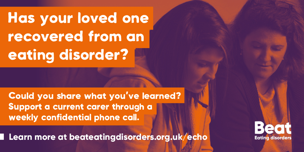 Echo is a free weekly telephone service where parents supporting their son or daughter with an #eatingdisorder across Scotland can talk to one of our skilled coaches over 6 months. Visit beateatingdisorders.org.uk/echo for more information #EDSupport #carersupport