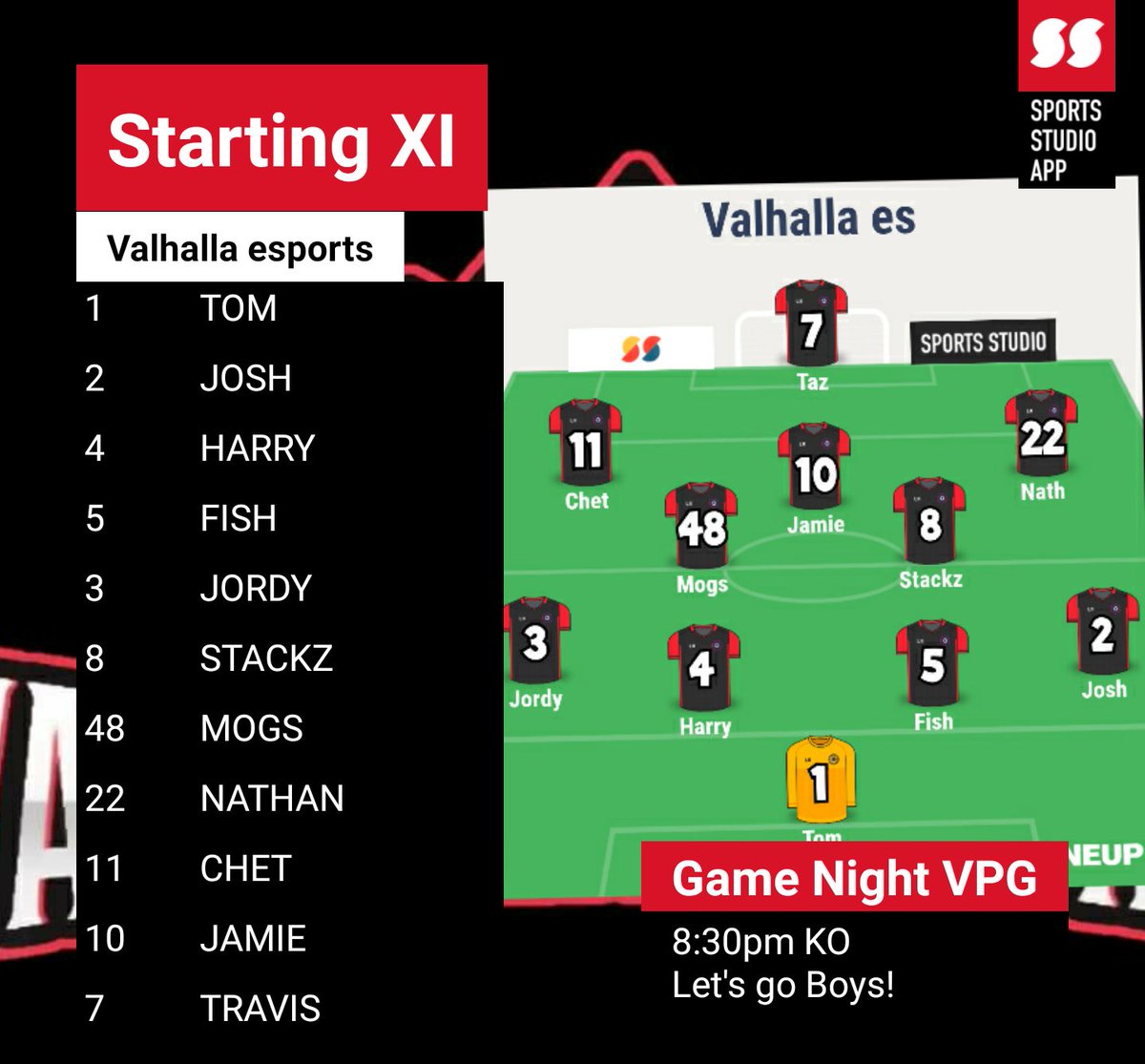 Valhalla esports Lineup for Tonight's Game in the <a href="/OfficialVPG/">Virtual Pro Gaming</a> L4 South!