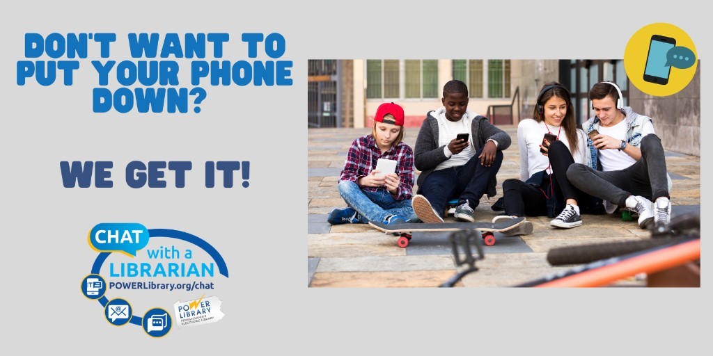 Need #homework help on the go?  #Text messaging is coming soon to #POWERLibrary's Chat with a Librarian.   And check out #POWERTeens for more homework resources.  #chatpa #paonlinelearning #ilovemyphone www.powerlibrary/chat