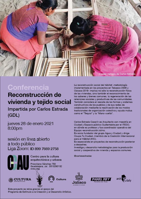 CCAUSALIDAD's tweet photo. Esta semana en #juevesdeeccau  a las 8pm Reconstrucción  de vivienda y tejido social con @carlosestradac   Síguela por ##Livestream Facebook o en la liga zoom https://t.co/ksESYXyZAw https://t.co/tCpDZ7ApJr