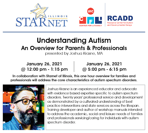 FRCDPTI's tweet photo. Understanding #Autism: An Overview for Families and Professionals
Tues, Jan 26
12:00 PM-1:15 PM and5:00 PM - 6:15 PM
An overview for families and professionals that addresses the core characteristics of autism spectrum disorders. #SpecialEducation #RCADD #Starnet #autismspectrum https://t.co/KjZe1KxyFj