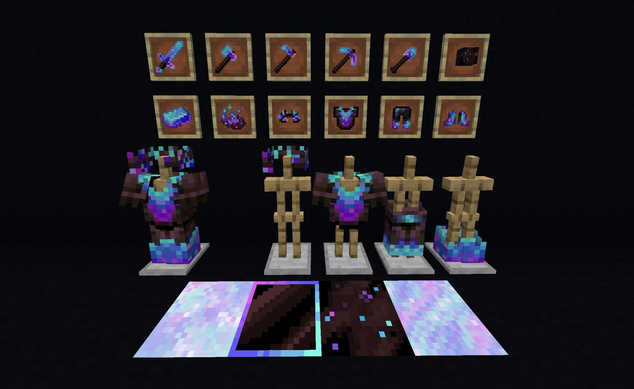 Minecraft Sprite Edits On Twitter Nebula Netherite A Minecraft Resource Pack Link In Reply Includes Name Changes Less Enchantment Glint So You Can Actually See The Colors Sparkly
