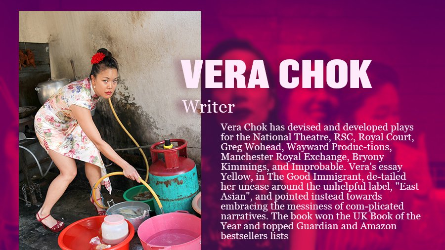 OmnibusTheatre's tweet photo. Writer Vera Chok is a frequent Omnibus collaborator who has worked w/ @NationalTheatre, @royalcourt + @TheRSC, as well as contributing essay Yellow to @amazon + @guardian bestseller The Good Immigrant 🥢🍚 #RiceTheShow

Book now: https://t.co/sBVjOnEoy8 #DigitalCollaborationFund https://t.co/to4ocfUVp6