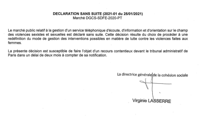 Le marché du n° de téléphone 3919 est retiré. 
On a gagné. ✊

Bravo <a href="/SolidariteFemme/">Solidarité Femmes</a>, <a href="/NousToutesOrg/">#NousToutes</a> et toutes celles et ceux qui se sont mobilisés !