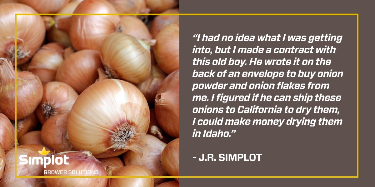Simplot_SGS's tweet photo. J.R. travelled to CA in 1940 to collect $$, while there he met a Chicago food broker. They went to lunch and made a contract on the back of an envelope - this contract started J.R.'s vegetable dehydrating business - a foundational business for Simplot Company!
#SimplotHistory https://t.co/sg6pFglIsQ