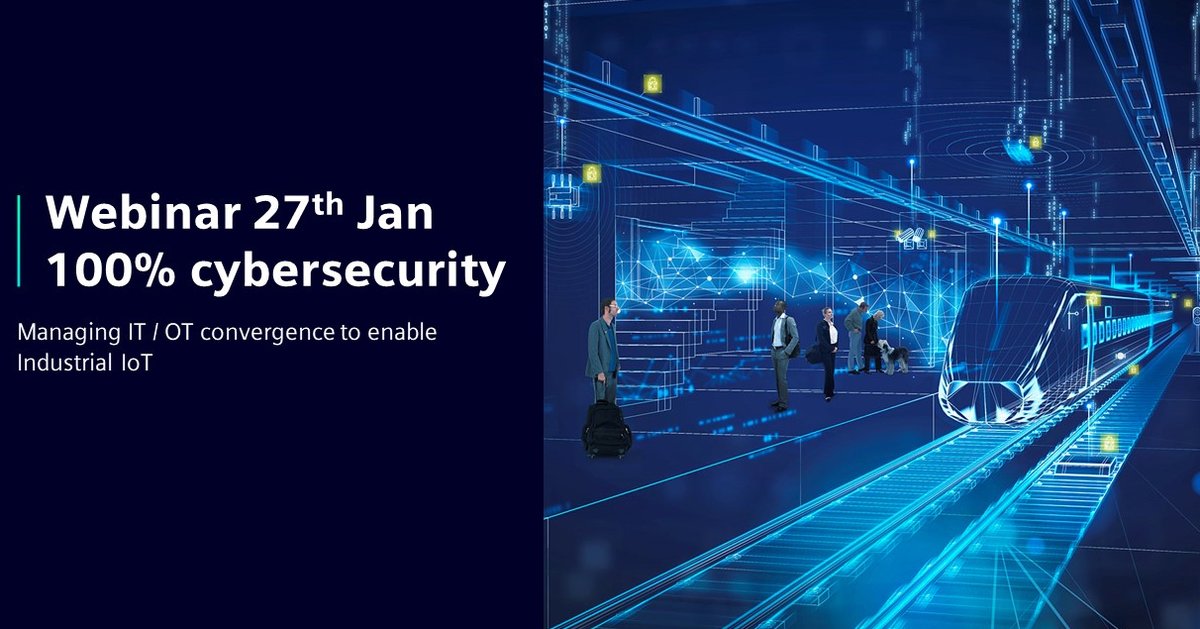 SiemensMobility's tweet photo. 100% #cybersecurity - is it possible? Join our webinar tomorrow and discuss with experts and a representative from our partner @GroupHowden. Register now ⬇️. #digitalization #infrastructure