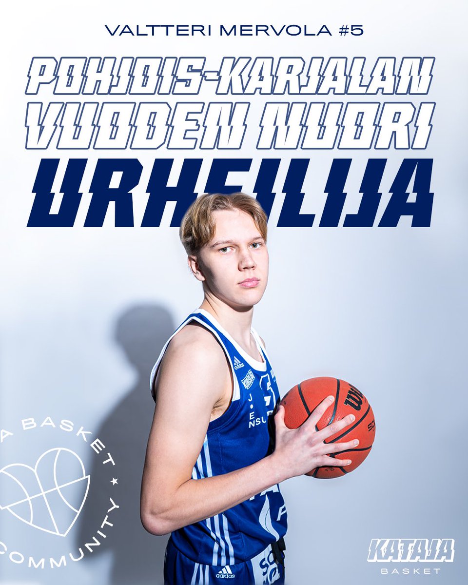 KatajaBasket's tweet photo. VALTTERI MERVOLASTA POHJOIS-KARJALAN VUODEN NUORI URHEILIJA! 🏆

Pari viikkoa sitten 19 vuotta täyttänyt Katajan kasvatti valittiin viime perjantaina sanomalehti Karjalaisen toimesta Pohjois-Karjalan vuoden nuoreksi urheilijaksi.

Onnea Valtteri! ✨

#KatajaCommunity #All41 https://t.co/rJq5BUioG8