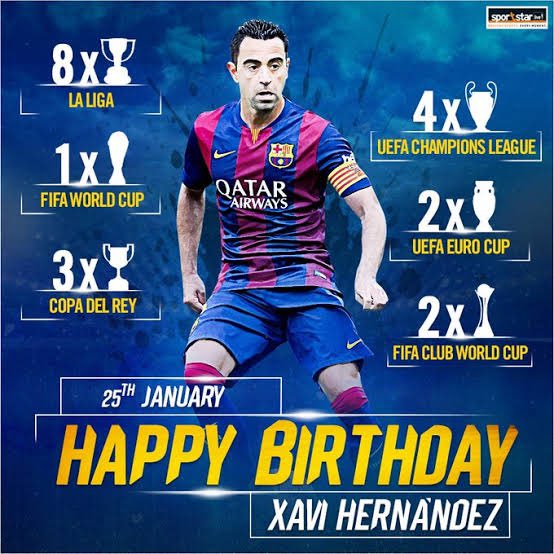 Xavi Hernandez Creus aka midfield maestro    Happy birthday legend !!! 