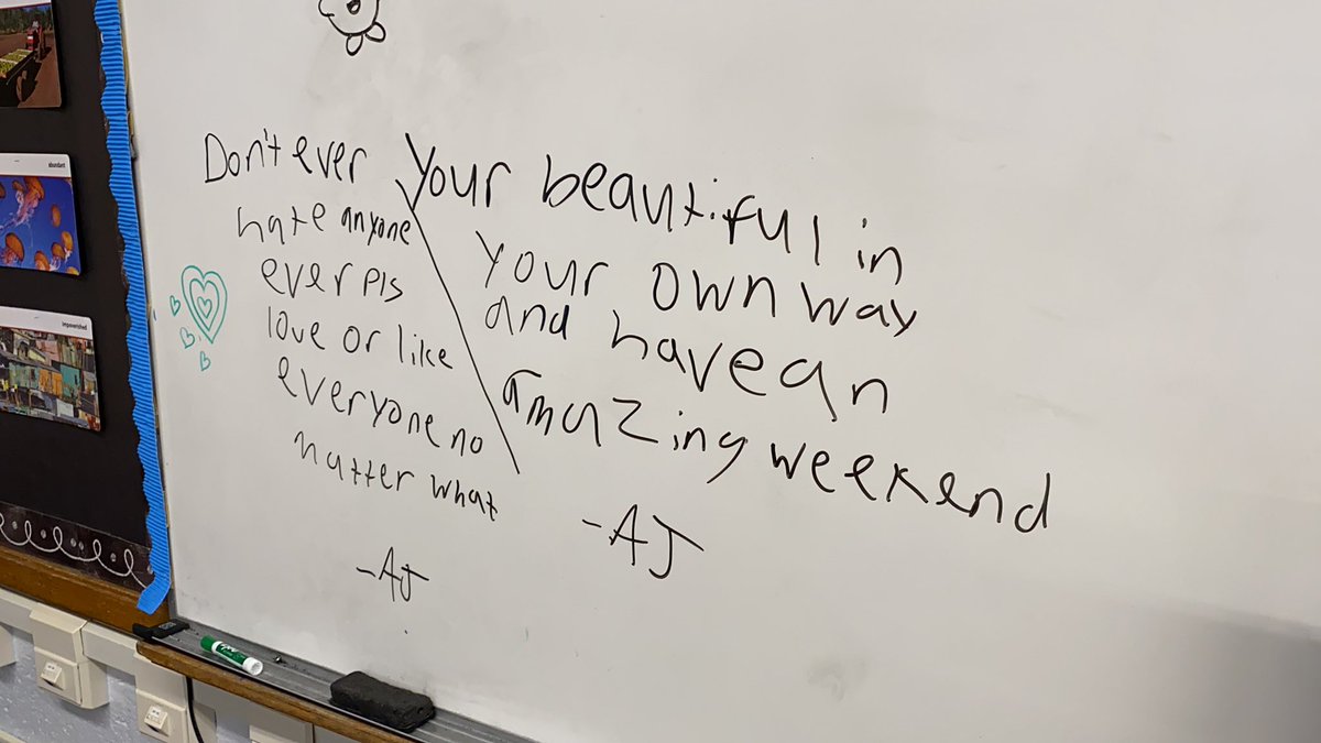 Friday messages left by one of our sweet students AJ! Such a nice way to start our week 🤗🥰💕📚 <a href="/13MrsWatson/">Samantha Watson</a> #happeningathowell