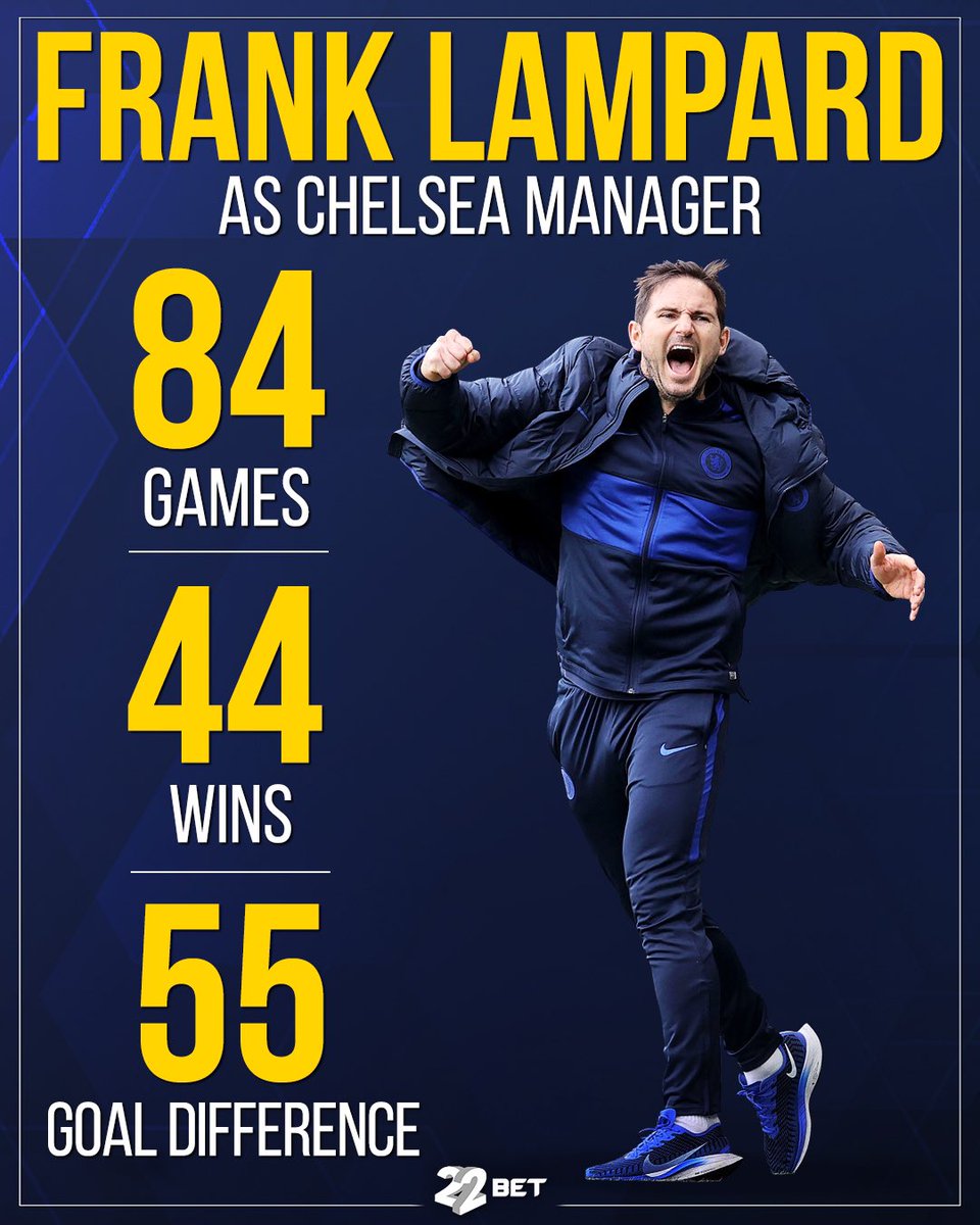 22BET's tweet - "Thx Frank??Stats as Chelsea coach? #football #franklampard #lampard #stats #chelsea #premierleague #22bet " - Trendsmap