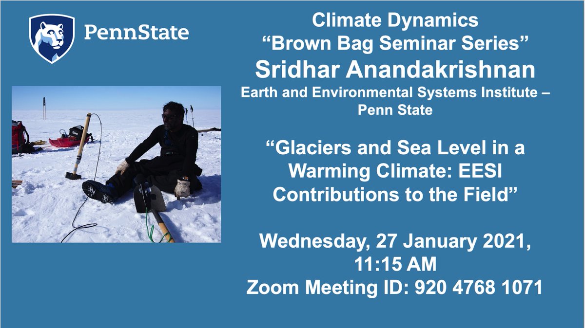PSUClimate's tweet photo. Our special seminar series, showcasing @penn_state  climate expertise, kicks off this Wednesday at 11:15 AM EST with @psiceSA... https://t.co/LyqMBCfEL0