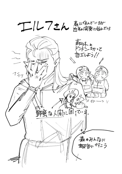 エルフさんは、野蛮な人間どもと、何でも加工してしまうドワーフさんのせいで悩みが尽きない 