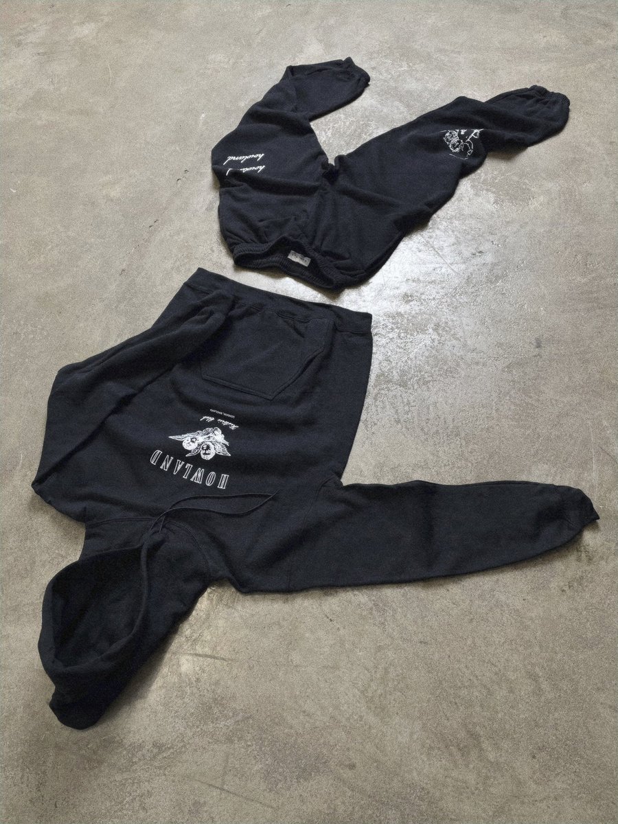 HowlandTeam's tweet photo. all black _ 90s fit. angels tracksuit https://t.co/IuEMJ6jGGZ