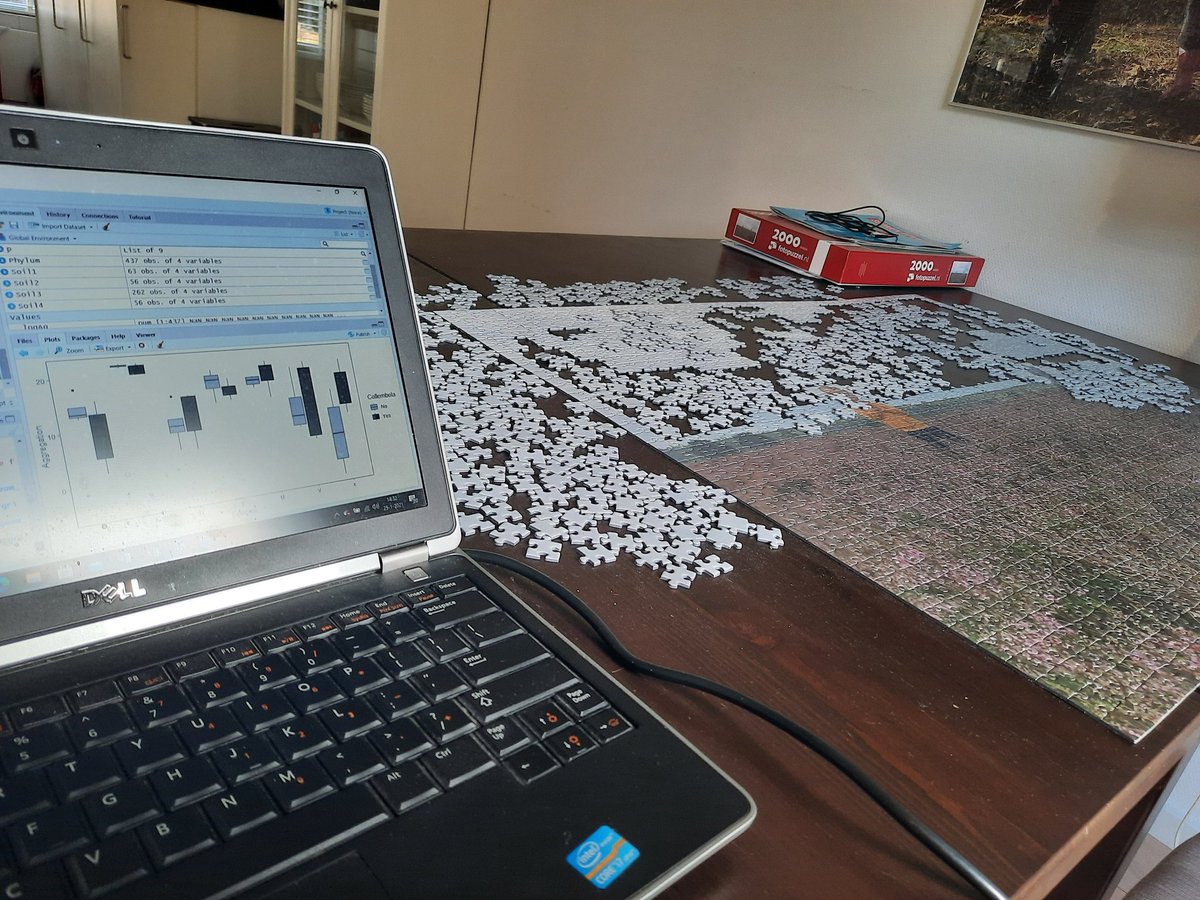 e_hannula's tweet photo. Not my turn to work but kids playing nicely so decided to get some things done (graphs/stats) on dining table. Bad idea. Cannot focus at all... Wonder why? #lockdownpuzzle #workingathome https://t.co/4UK7LDYQn3