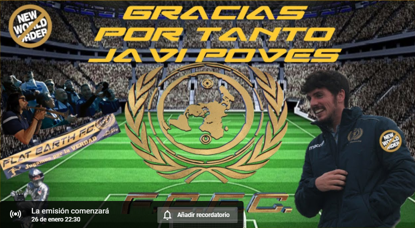 En directo, a las 22:30
Actualidad del club, con Javi Poves 

📺⬇️
youtube.com/watch?v=_A_Kku…

#DaleFlat 💪💙

#TierraPlana #FlatEarth #Liga #FEFC #NWO #NOM <a href="/Flat_Hearts_/">Flat Earth Crew</a> <a href="/FlatEarth_FC/">Flat earth f.c.</a>