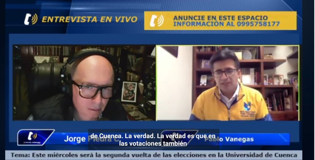 Comunidad.UCuenca (@comunidaducue) on Twitter photo Sigue la entrevista a nuestro candidato al rectorado <a href="/PVanegas/">Pablo Vanegas Peralta</a> en <a href="/tomebamba/">La Voz del Tomebamba</a>.
<a href="/vikyabrilu/">Victoria Abril Ulloa</a> <a href="/marisolcazar/">Maria-Elena Cazar</a>
facebook.com/rtomebamba/vid… Sigue la entrevista a nuestro candidato al rectorado <a href="/PVanegas/">Pablo Vanegas Peralta</a> en <a href="/tomebamba/">La Voz del Tomebamba</a>.
<a href="/vikyabrilu/">Victoria Abril Ulloa</a> <a href="/marisolcazar/">Maria-Elena Cazar</a>
facebook.com/rtomebamba/vid…