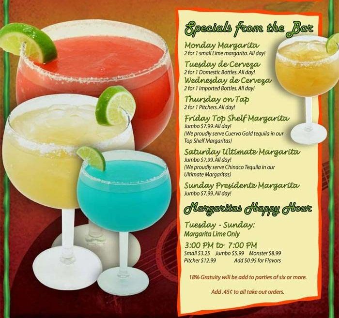 Mexican: We have several spots but if you want good food at decent price and damn near gallon sized margaritas??? Well either of the Happy Mexican locations will suffice your every need.