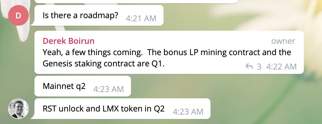 Roadmap- Genesis staking Q1- Mainnet, RST, and LMX (bitcoin mining token that's also part of Realio in Q2- hints at deals coming up8/