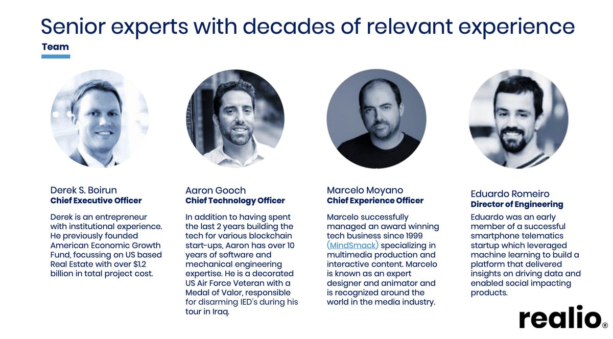 Team- Chad team with ample experience in various fields- Strong lineup of advisors9/