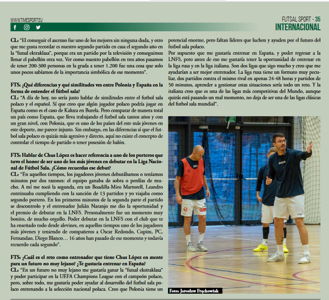 chuslopez23's tweet photo. Muchas gracias @FutsalTimeSport  y @TimeSportEU  por dedicarme un espacio en su periódico digital. Pinchando este enlace podréis descargaros la revista de manera gratuita. https://t.co/7aZqcj8Vgg https://t.co/iRHlM1pdpH