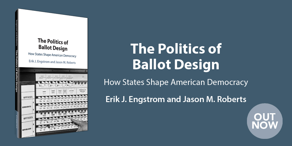 CUP_PoliSci's tweet photo. 'The definitive modern study of the politics of ballot design in the United States.'
—Charles Stewart III, Massachusetts Institute of Technology
THE POLITICS OF BALLOT DESIGN& by Erik J. Engstrom & @ProfJRoberts is available now #BallotDesign
https://t.co/yVvMCHQez4 https://t.co/yuM6fgkB6x