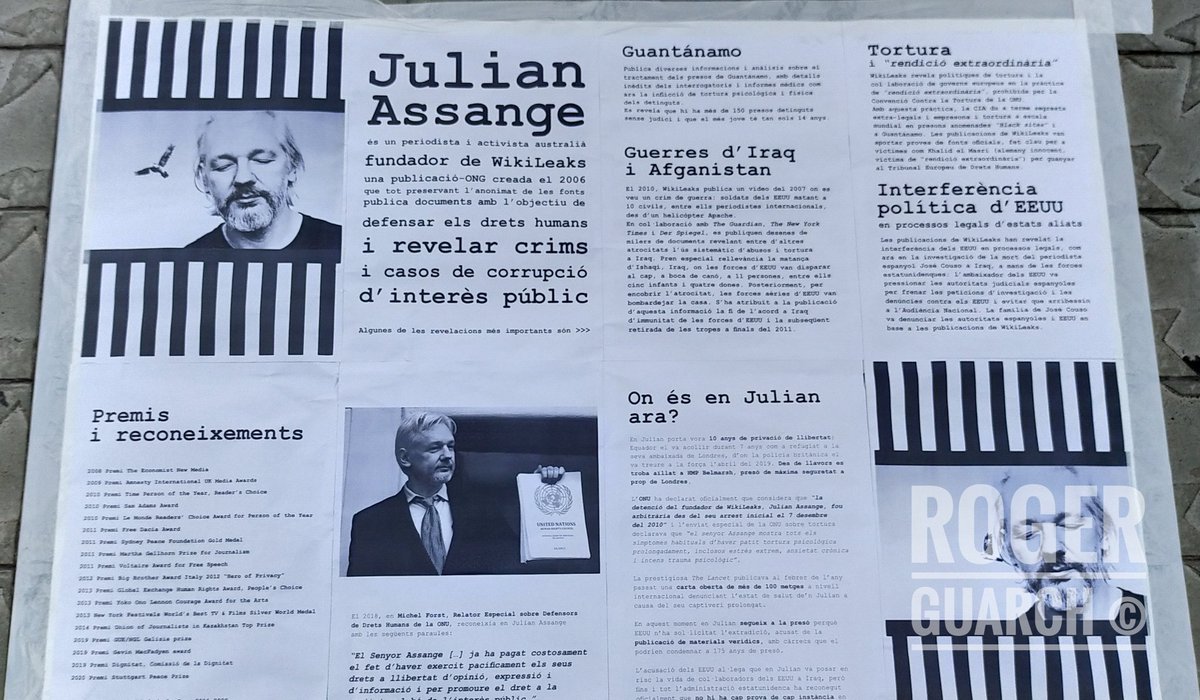 Concentración delante del Consulado del Reino Unido por #FreeAssange.

Pancartas, mensajes y performance que reclaman la liberación de Assange, injustamente encarcelado por contar la verdad al mundo.

#BarcelonaXAssange | #PardonAssangeNow | #PeriodismoQueDaLaCara | #FemXarxa.