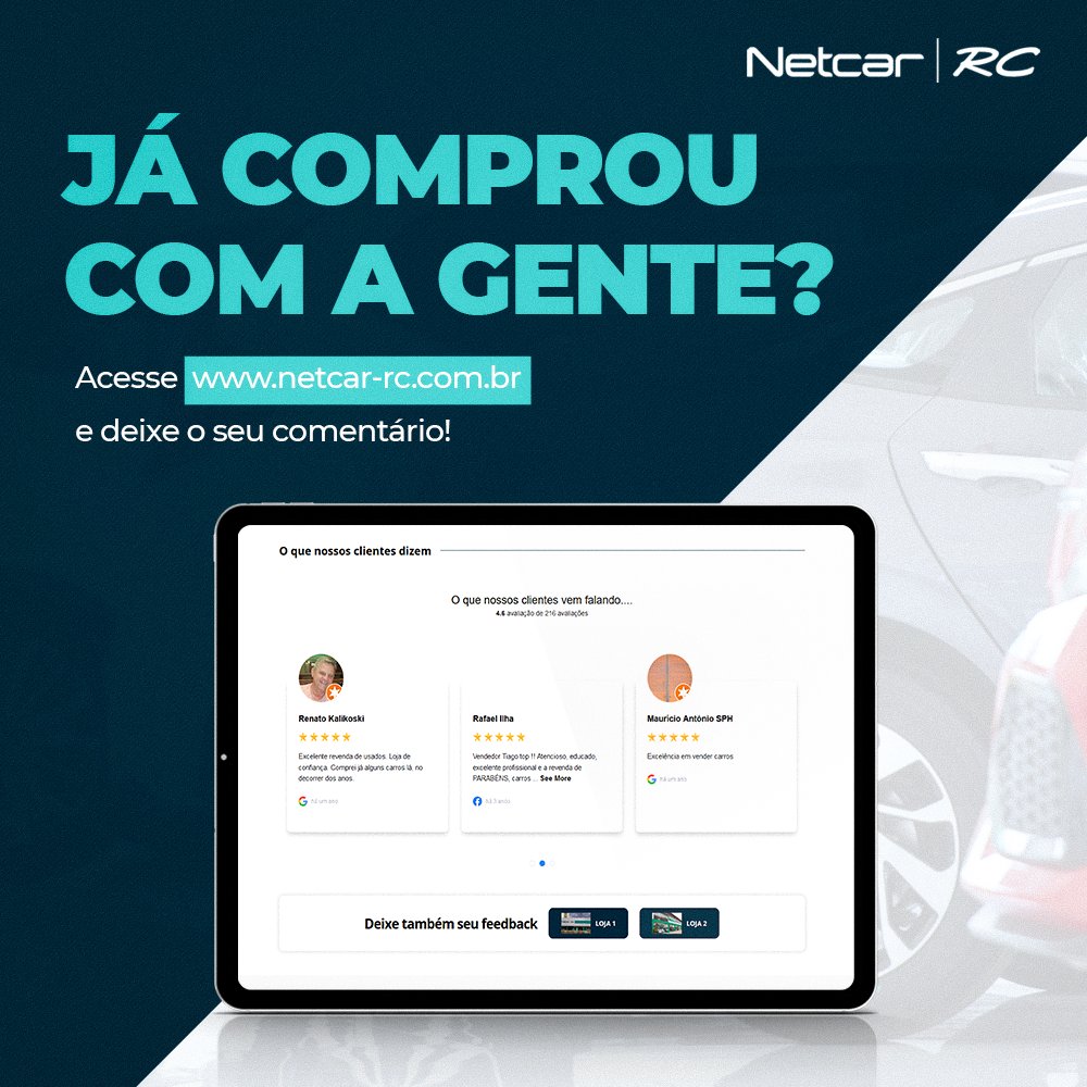 Netcar_RC's tweet image. No nosso novo site, temos um espaço exclusivo para o seu comentário. O melhor: já linkado ao Google!

Para comentar, acesse netcar-rc.com.br, siga pela página principal até depoimentos, clique na loja na qual você comprou e escreva sua avaliação!

Simples e rápido!