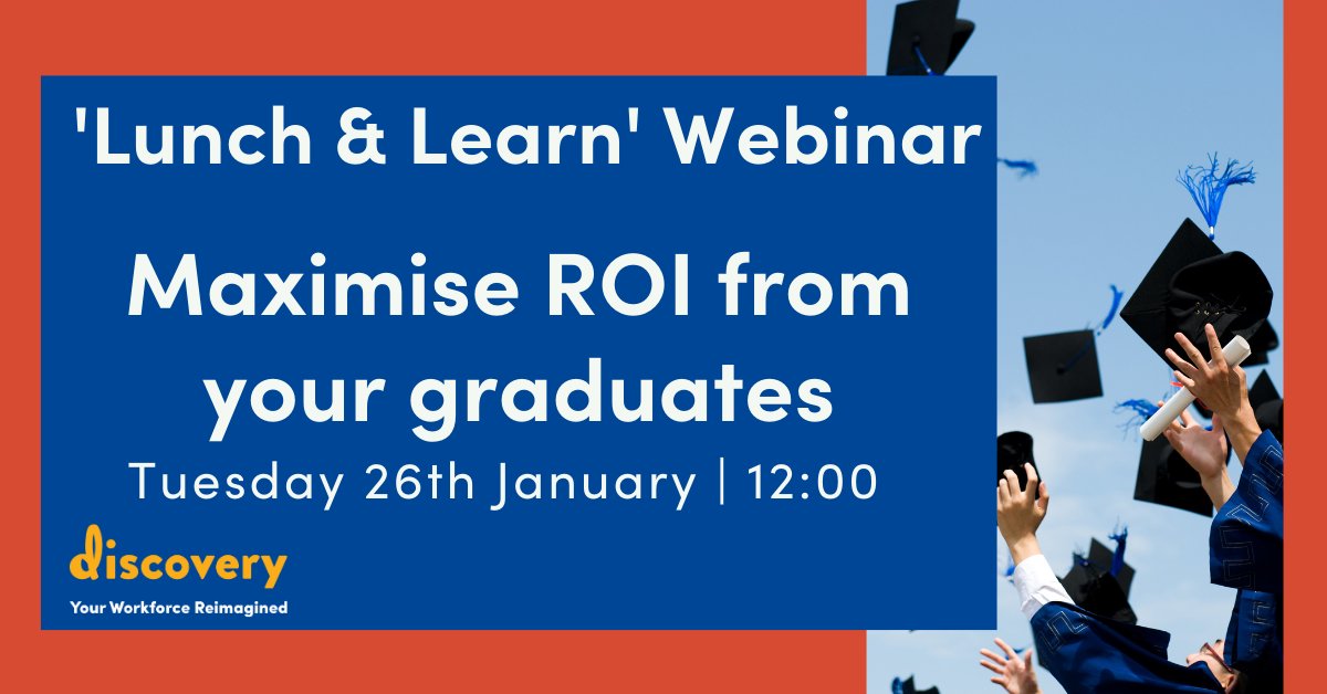 In our final January 'Lunch & Learn' #webinar, Andy Brookes will be exploring the best ways to embed and support #Graduates in your #business to ensure they thrive!
If you're interested in #GraduateRecruitment and #GraduateDevelopment, register here: bit.ly/3sN669C