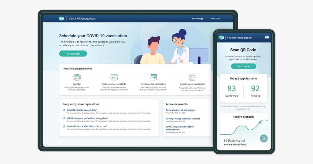 ServiceNow's tweet photo. ServiceNow Helps Solve Challenges to Quickly Vaccinate People Against #COVID19: https://t.co/4lv0zRn2Ea https://t.co/xXm64jjlHV