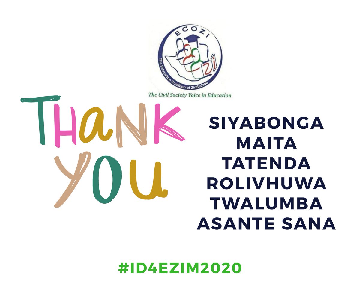 Thank you everyone for joining this discussion.
Happy #InternationalDayofEducation2021
 It is our collective duty to ensure the delivery of equitable, inclusive & quality #EducationForAll in Zimbabwe.
@UNICEFZIMBABWE @Camfed @EduCannotWait @WorldEd @UNGEI @kubatana @AOHZimbabwe