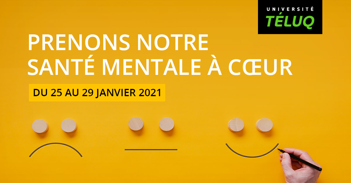 TELUQ's tweet photo. La semaine de la santé mentale, c’est aujourd’hui que ça commence !  L'Université #TÉLUQ propose aux étudiants des conférences, dont celle de #FlorenceK ouverte à tous ce mercredi à 12h sur Facebook.

#prenonssoindenotresanté
#santémentale
#UTÉLUQ https://t.co/qqDE1Gd2RL