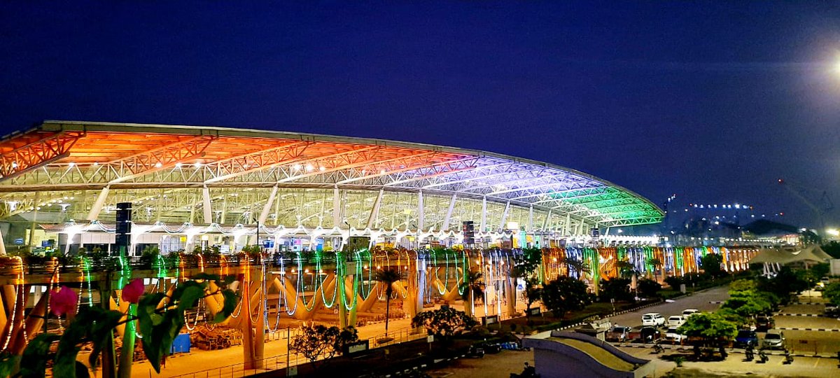 aaichnairport's tweet photo. #AAI #Chennaiairport all decked up in tricolour on the eve of  #RepublicDay2021 #RepublicDay
@AAI_Official @MoCA_GoI @arvsingh01 https://t.co/MAvk1poxce