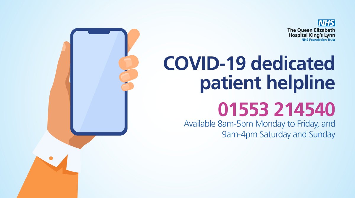 Our new COVID-19 Patient Helpline to enable relatives to receive updates on the condition of their loved ones, ask questions, or raise any concerns they may have has launched today.

📞01553 214540📞

For more information on the service please visit: 
bit.ly/3bZqsGN