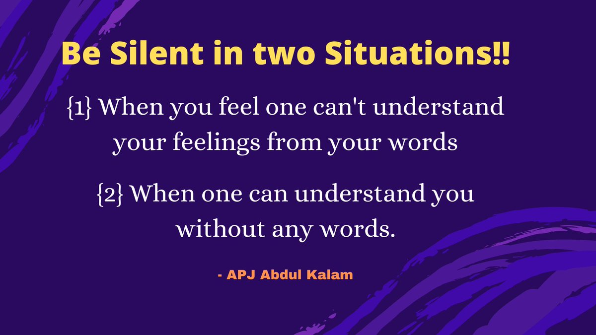 VirendraSEO's tweet photo. Be Silent in Two Situations!!
1) When you feel one can't understand your feelings from your words
 2) When one can understand you without any words. #quote #quoteoftheday #quotestoliveby #MotivationMonday https://t.co/cpxIteXp9J