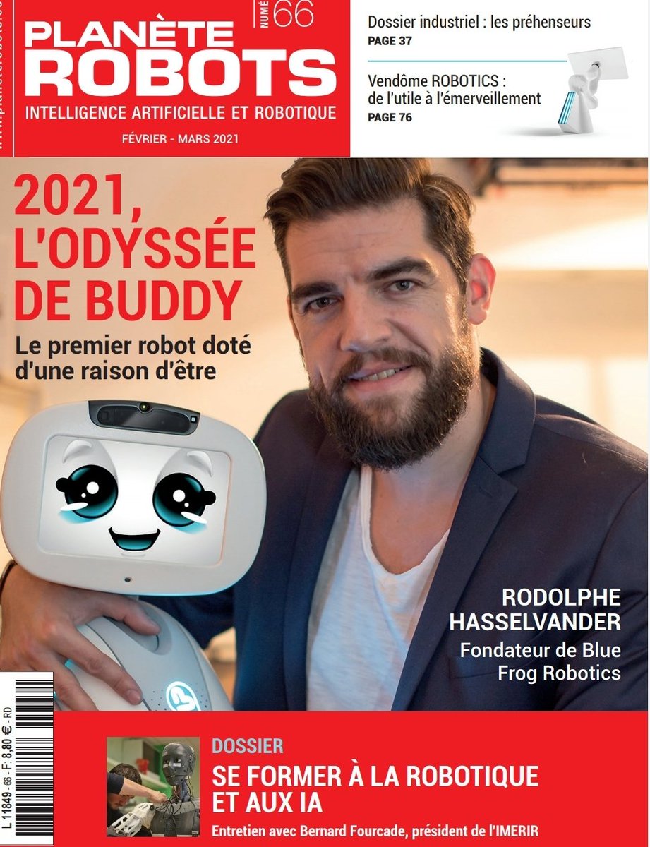 Planète Robots (@planeterobots) on Twitter photo A la Une de <a href="/planeterobots/">Planète Robots</a> en kiosque demain mardi 26 janvier 2021: <a href="/adoptbuddy/">BUDDY 🤖</a> le robot compagnon made in France qui après avoir raflé tous les prix d’innovation s’apprête enfin à être commercialisé. Le premier robot doté d'une raison d'être <a href="/Hasselvander_R/">RodolpheHasselvander</a> <a href="/BlueFrogRobotic/">Blue Frog Robotics</a> A la Une de <a href="/planeterobots/">Planète Robots</a> en kiosque demain mardi 26 janvier 2021: <a href="/adoptbuddy/">BUDDY 🤖</a> le robot compagnon made in France qui après avoir raflé tous les prix d’innovation s’apprête enfin à être commercialisé. Le premier robot doté d'une raison d'être <a href="/Hasselvander_R/">RodolpheHasselvander</a> <a href="/BlueFrogRobotic/">Blue Frog Robotics</a>